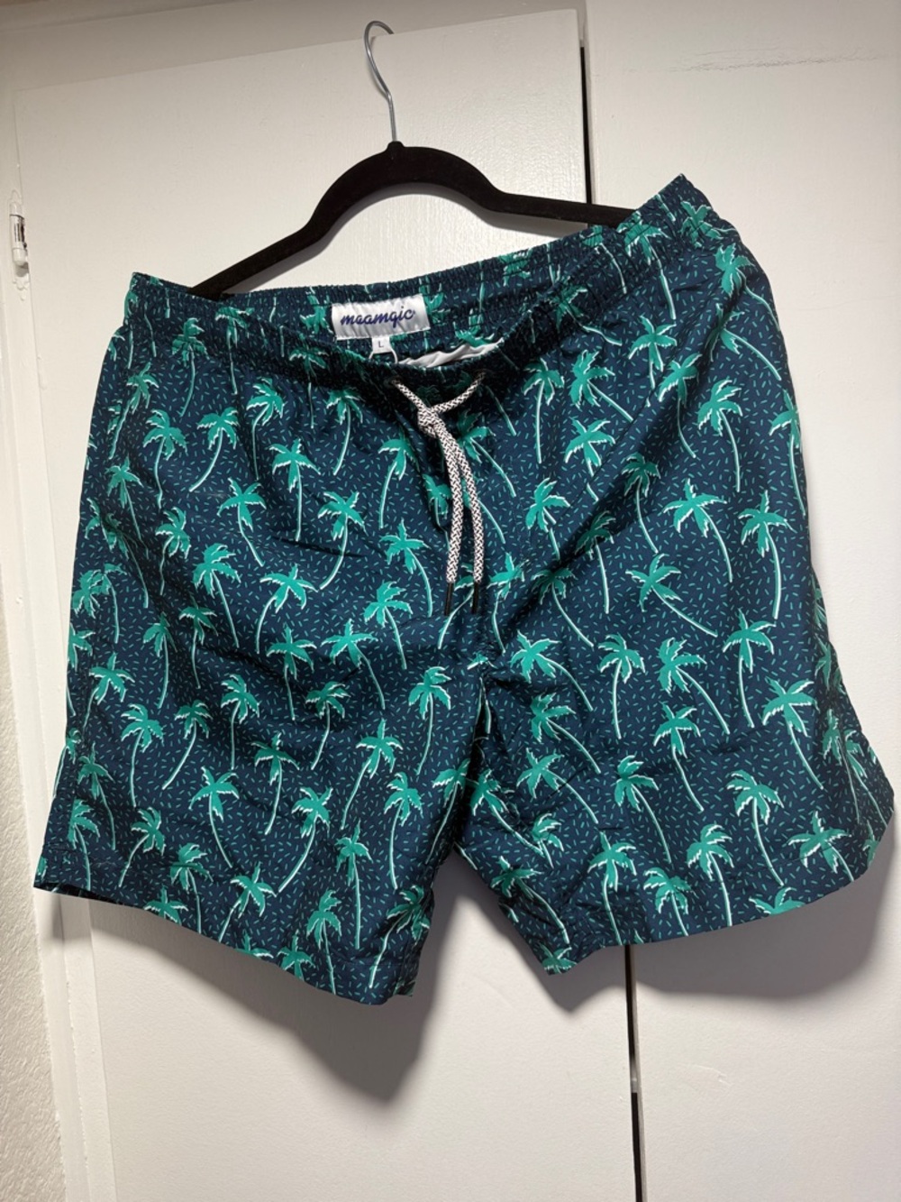 Massimo Men’s Teal Palm-Print Swim Trunks